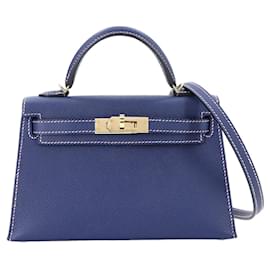 Hermès-Hermes Mini Kelly 2 2way Hand Shoulder Bag-Blue,Purple