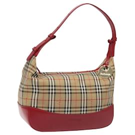 Autre Marque-Burberrys Nova Check Shoulder Bag Canvas Beige Red Auth 114822-Red,Beige
