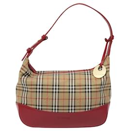 Autre Marque-Burberrys Nova Check Shoulder Bag Canvas Beige Red Auth 114822-Red,Beige