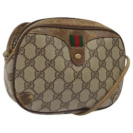 GUCCI GG Supreme Web Sherry Line Borsa a Spalla PVC Beige 89 02 066 Auth EC117 Beige