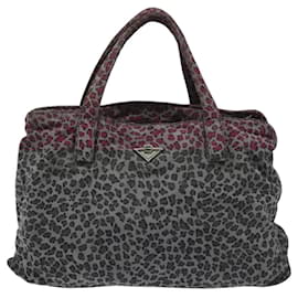 Autre Marque-BOTTEGAVENETA Leopard Hand Bag Nylon Pink Gray Auth ar13246-Brown,Pink