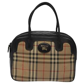 Autre Marque-Burberrys Nova Check Hand Bag Canvas Beige Black Auth BA463-Black,Beige