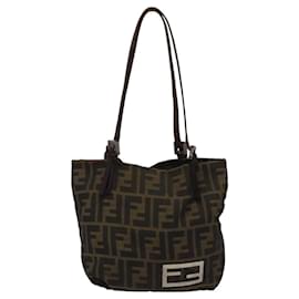 Fendi-FENDI Zucca Canvas Tote Bag Brown Black Auth BD138-Brown,Black