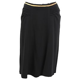 Prada Midi-Rock aus schwarzer Viskose mit Raffung Schwarz