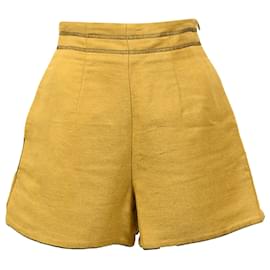 Fendi- Fendi High-Rise Shorts in Yellow Linen-Yellow
