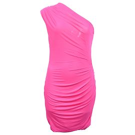 Vestido mini drapeado de um ombro em viscose rosa Emilio Pucci Rosa