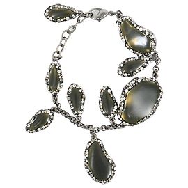 Pulseira em metal cinza adornada com cristais Swarovski Cinza