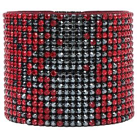 Pulseira larga em camurça vermelha adornada com strass Swarovski Vermelho