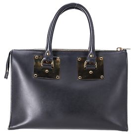 Sac à main Sophie Hulme Saddle Albion Box Tote en cuir noir Noir