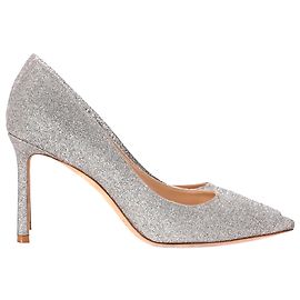 Jimmy Choo Romy Pumps in Silver Glitter Silvery Metallic