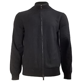 Giorgio Armani-Giorgio Armani Zip Up Cardigan in Black Cashmere-Black