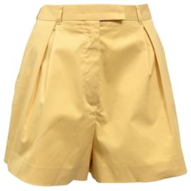 Miu Miu- Miu Miu High-Rise Tailored Shorts in Yellow Cotton-Yellow