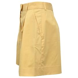 Miu Miu- Miu Miu High-Rise Tailored Shorts in Yellow Cotton-Yellow