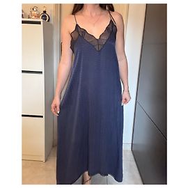 Vestido largo azul marino de seda jacquard Zadig & Voltaire talla 38 Otro