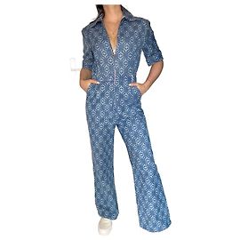 Printed blue denim jumpsuit Sandro size 38 Other