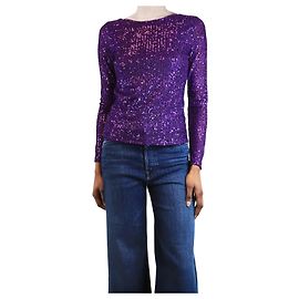 Alberta Ferretti Purple sequin-embellished top - size UK 6 Purple
