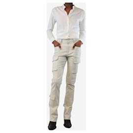 Isabel Marant-Ivory cotton twill trousers - size UK 8-Cream