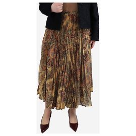 Etro Neutral paisley pleated midi skirt - size UK 12 Other