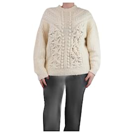 Ulla Johnson Creme Osian Kabelstrickpullover - Größe L Roh