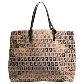 Fendi-Brown Zucchino canvas tote bag-Brown
