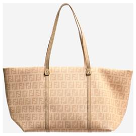 Fendi-Fendi Neutral Zucchino canvas mini tote bag-Other
