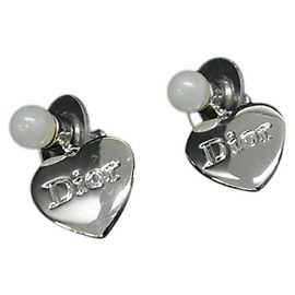 Orecchini a forma di cuore con logo argento Christian Dior Argento