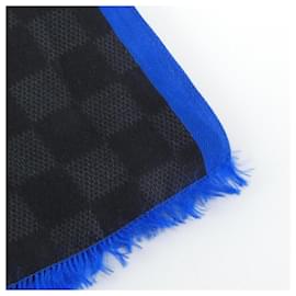 Louis Vuitton-Louis Vuitton Black, Blue, and Gray Stole-Brown,Black,Blue