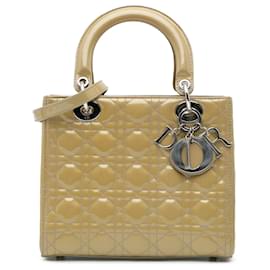 Dior-Dior Brown Medium Patent Cannage Lady Dior-Brown,Caramel