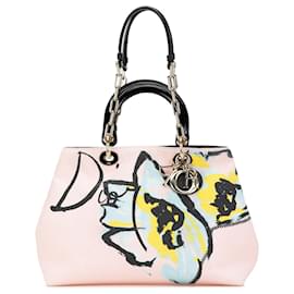 Dior-Dior Pink Canvas Floral Printed Diorissimo Satchel-Pink