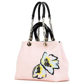 Dior-Dior Pink Canvas Floral Printed Diorissimo Satchel-Pink