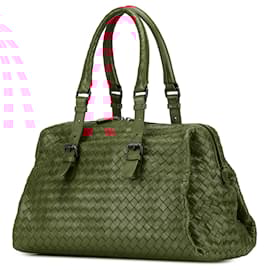 Bottega Veneta-Bottega Veneta Red Intrecciato Boston Bag-Red