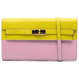 Hermès-Hermès Yellow Chevre Mysore Kelly To Go Wallet-Yellow