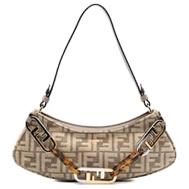 Fendi-Fendi Brown Zucca Chenille OLock Swing Satchel-Brown,Beige