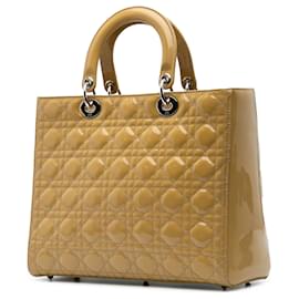 Dior-Dior Yellow Large Patent Cannage Lady Dior-Yellow