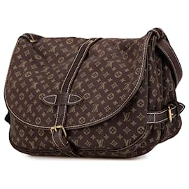 Louis Vuitton-Louis Vuitton Brown Monogram Mini Lin Saumur 30-Brown