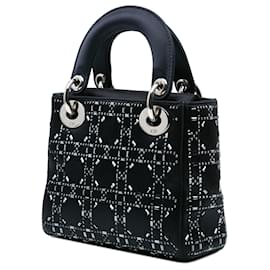 Dior-Dior Black Mini Satin Cannage Strass Crystal Embellished Lady Dior-Black