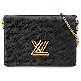 Louis Vuitton-Louis Vuitton Black Epi Twist Belt Chain Wallet-Black