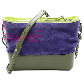 Chanel-Chanel Blue Medium Tricolor Quilted Suede and Calfskin Gabrielle Hobo-Blue