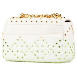 Dior-Dior White Mini Calfskin Macrocannage Lucky Star Caro Bag-White