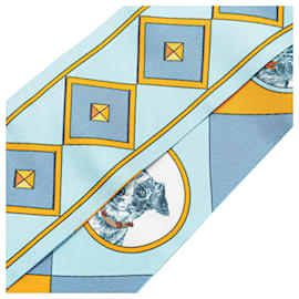 Hermès-Hermès Blue Colliers Et Chiens Forever Silk Twilly Scarf-Blue,Other