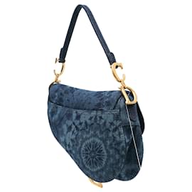 Dior-Dior Blue Denim Tie Dye Saddle Bag-Blue,Dark blue