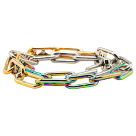 Louis Vuitton-Louis Vuitton Gold Monogram Multicolor Collier Signature Chain Necklace-Other