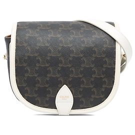 Céline Celine Brown Medium Triomphe Coated Canvas Folco Crossbody Brown Dark brown