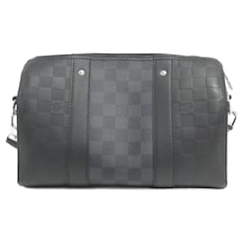 Louis Vuitton-Louis Vuitton Damier Squared City Keepall N40452 Shoulder Bag-Black,Damier ebene
