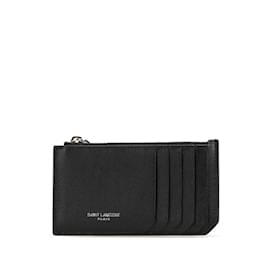 Saint Laurent-Saint Laurent Black Leather Coin Purse-Black