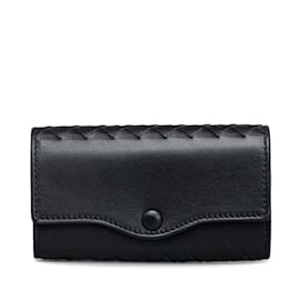 Bottega Veneta-Bottega Veneta Intrecciato 6-Ring Key Case-Black
