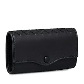 Bottega Veneta-Bottega Veneta Intrecciato 6-Ring Key Case-Black