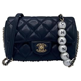 Chanel-Chanel 2020 My Precious Pearls Black Lambskin Quilted Small Flap Bag GHW-Black,Gold hardware
