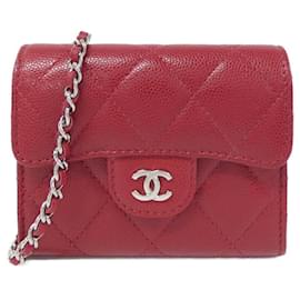 Chanel-Chanel Timeless Classic Line 81465 Chain Clutch Bag-Red