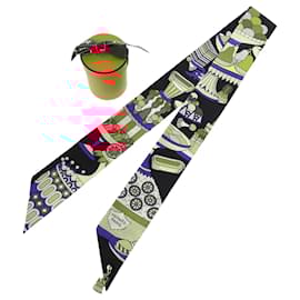 Hermès-Foulard en soie Hermes Twilly Charm Patisserie Francaise-Noir,Multicolore